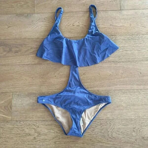 Shay Todd One Piece Cutout Swimsuit Blue Large